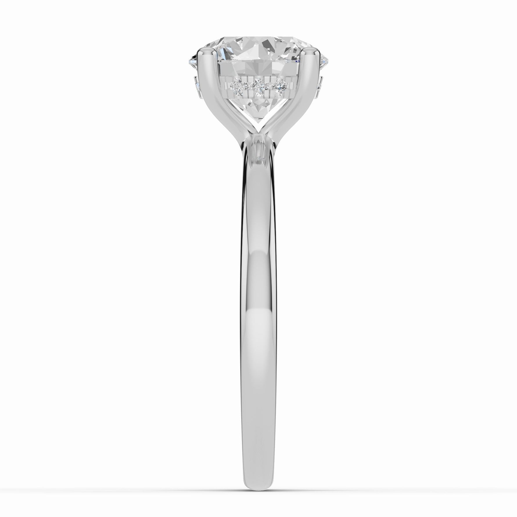 Round Lustre Hidden Halo Solitaire Ring ABER-101-RD-LGD-6  - Abtin & Co.