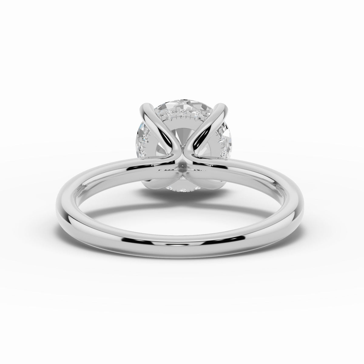Round Lustre Hidden Halo Solitaire Ring ABER-101-RD-LGD-6  - Abtin & Co.