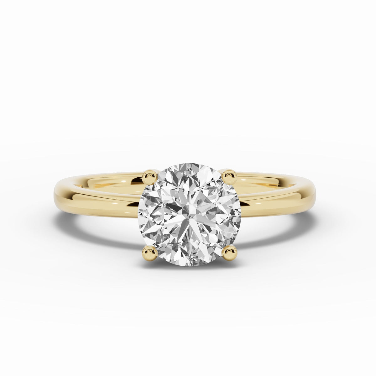 Round Lustre Hidden Halo Solitaire Ring ABER-101-RD-LGD-1  - Abtin & Co.