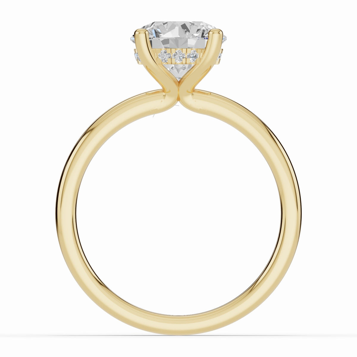 Round Lustre Hidden Halo Solitaire Ring ABER-101-RD-LGD-1  - Abtin & Co.