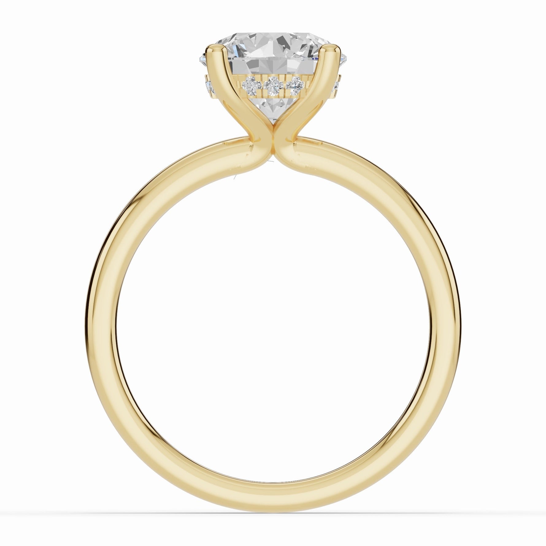 Round Lustre Hidden Halo Solitaire Ring ABER-101-RD-LGD-1  - Abtin & Co.