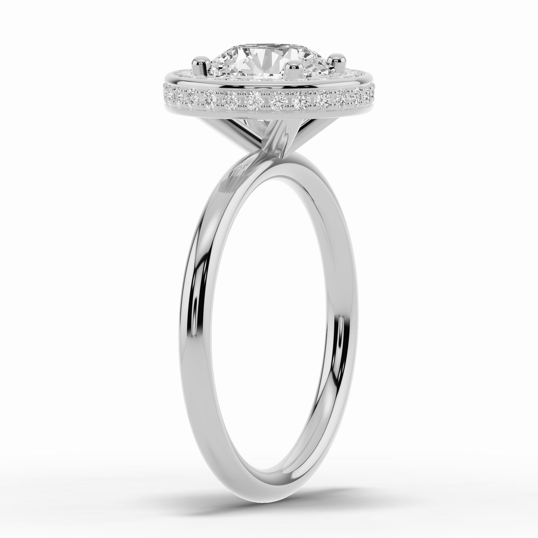 Round Nova Halo Engagement Ring Ring ABER-108-RD-LGD-6  - Abtin & Co.