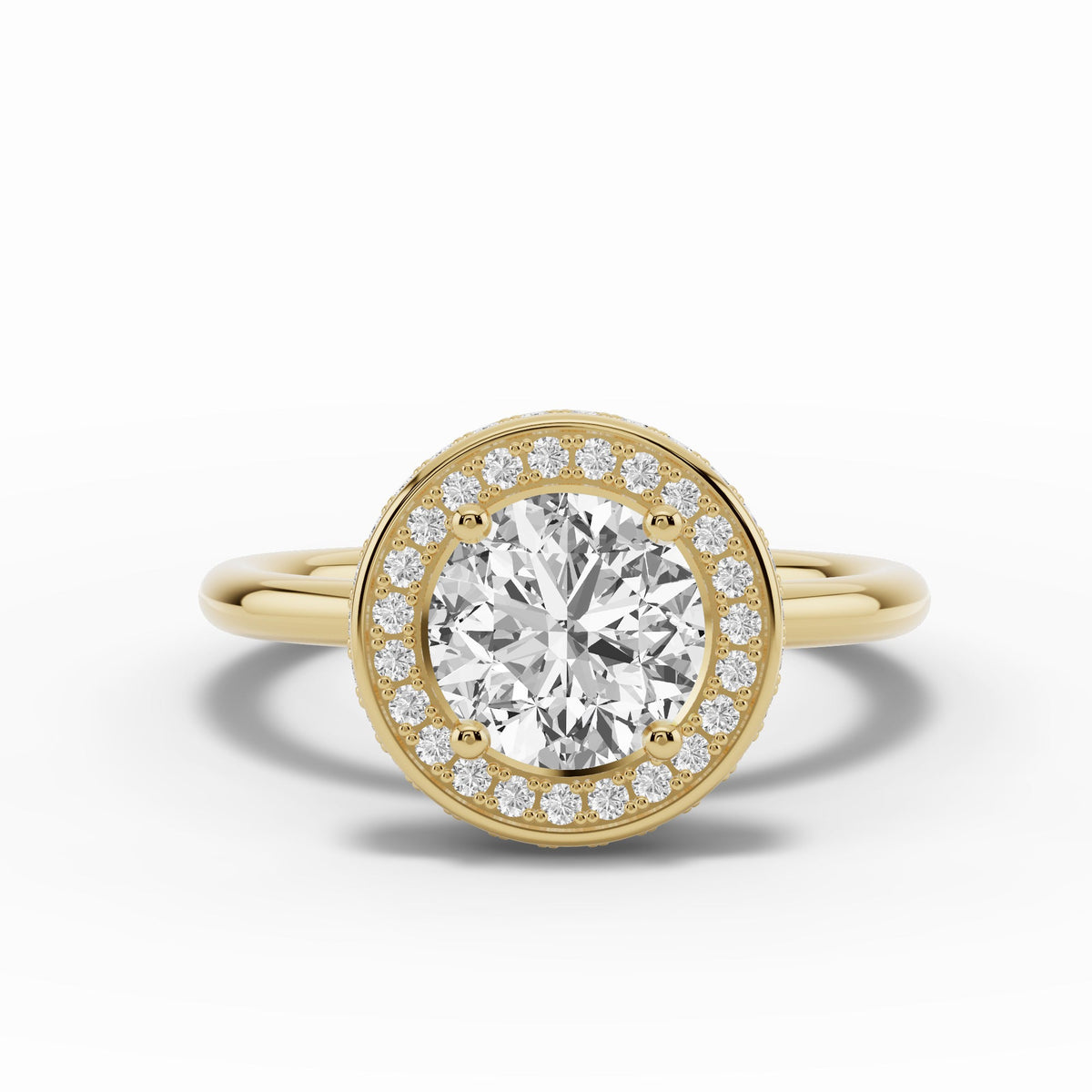 Round Nova Halo Engagement Ring Ring ABER-108-RD-LGD-1  - Abtin & Co.