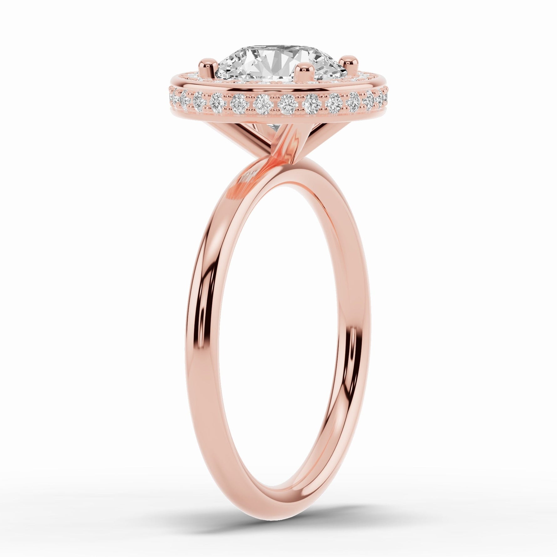 Round Nova Halo Engagement Ring Ring ABER-108-RD-LGD-11  - Abtin & Co.