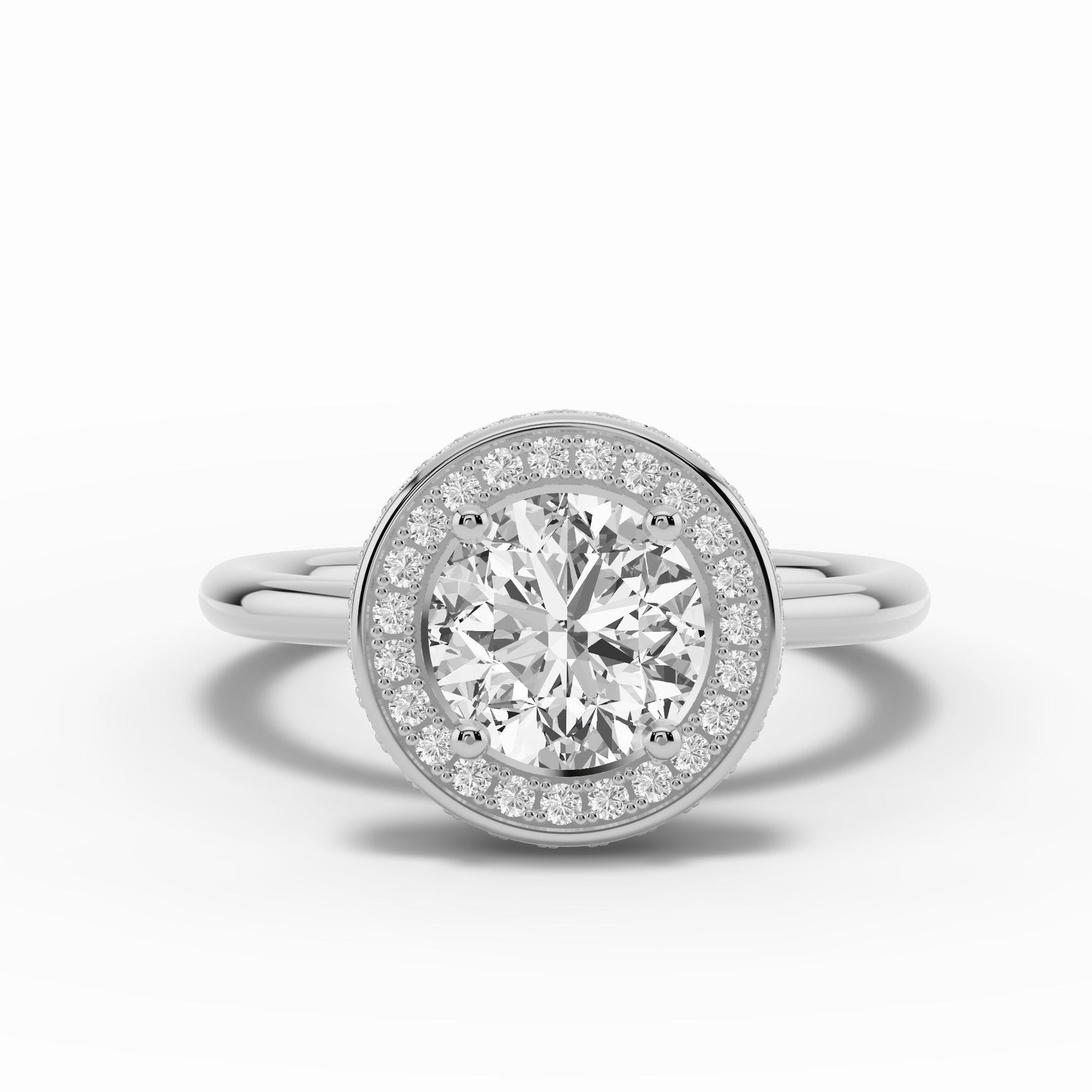 Round Nova Halo Engagement Ring Ring ABER-108-RD-LGD-6  - Abtin & Co.