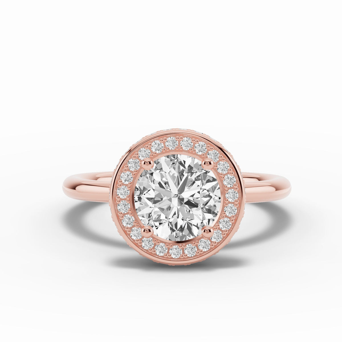 Round Nova Halo Engagement Ring Ring ABER-108-RD-LGD-11  - Abtin & Co.