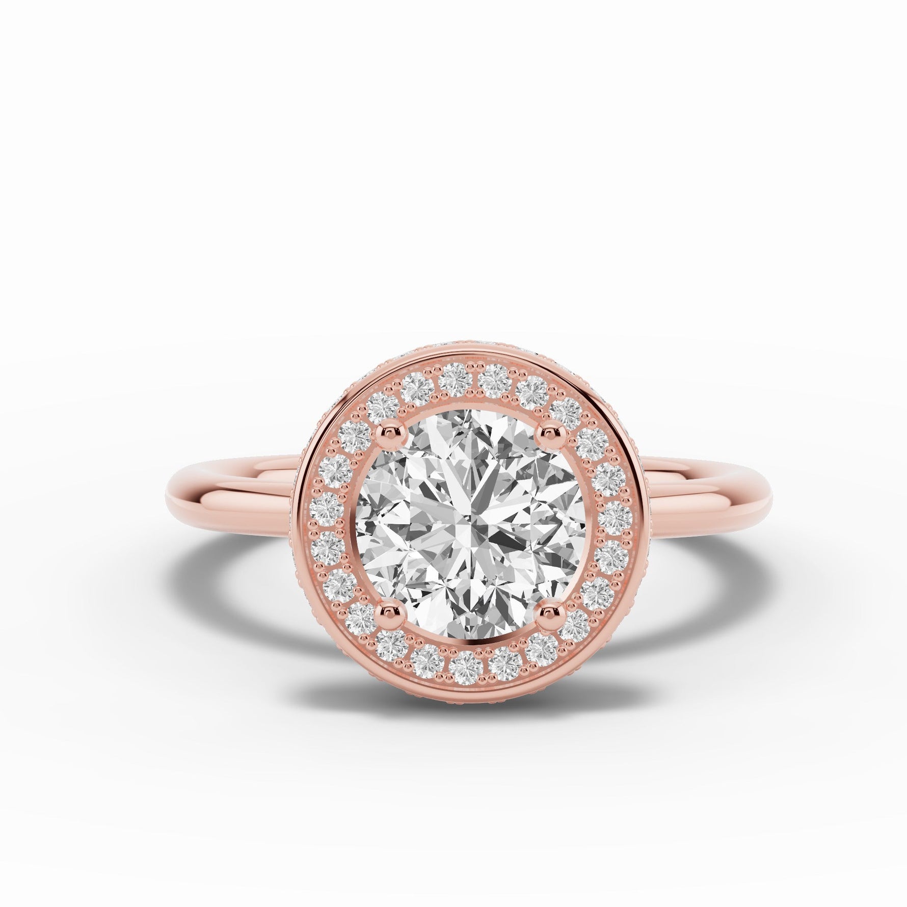 Round Nova Halo Engagement Ring Ring ABER-108-RD-LGD-11  - Abtin & Co.