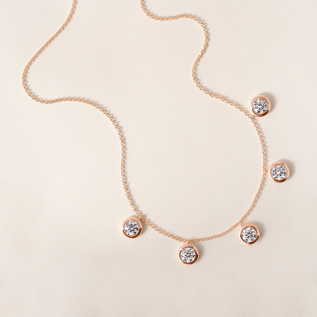 Round Stella Bezel Necklace Necklace ABN-186-RD-LGD-3  - Abtin & Co.