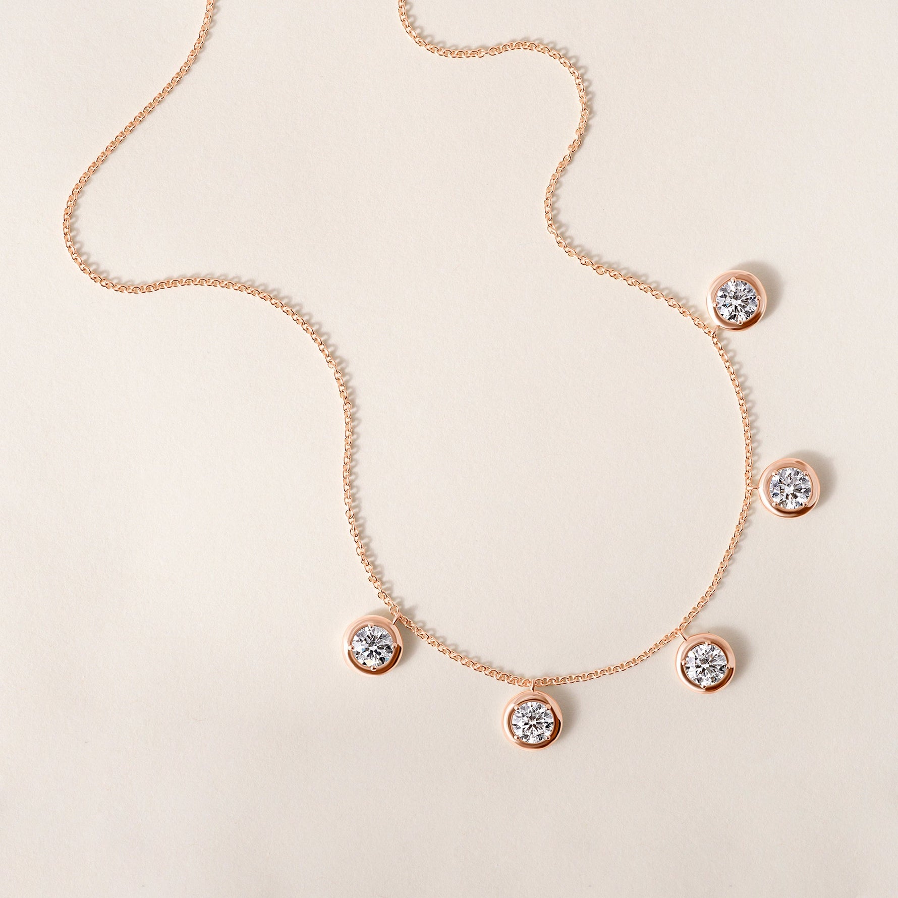 Round Stella Bezel Necklace Necklace ABN-186-RD-LGD-3  - Abtin & Co.