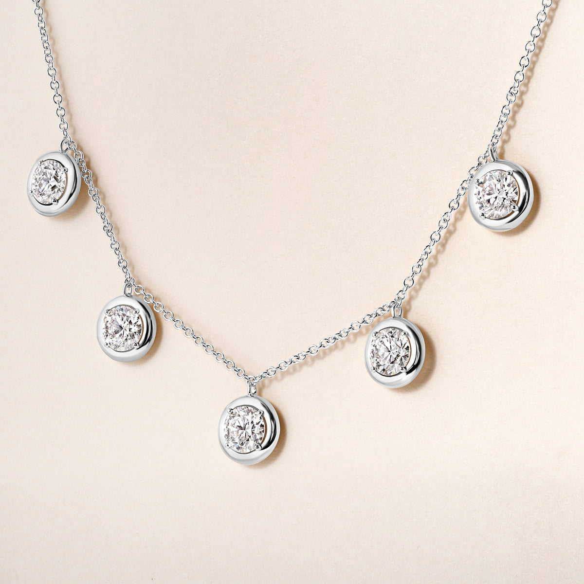 Round Stella Bezel Necklace Necklace ABN-186-RD-LGD-2  - Abtin & Co.