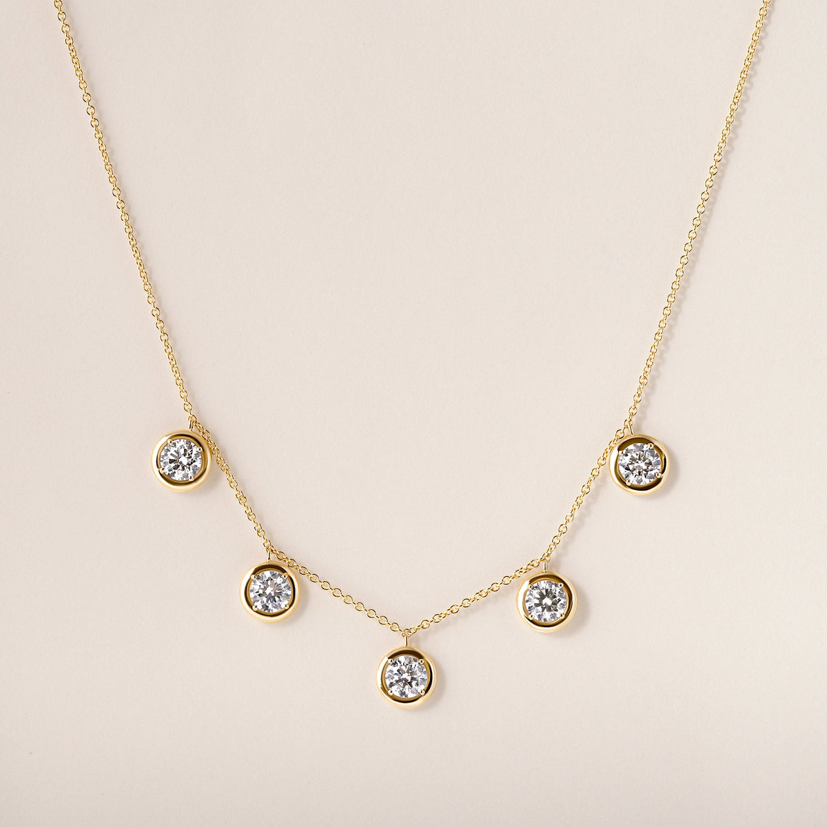 Round Stella Bezel Necklace Necklace ABN-186-RD-LGD-1  - Abtin & Co.