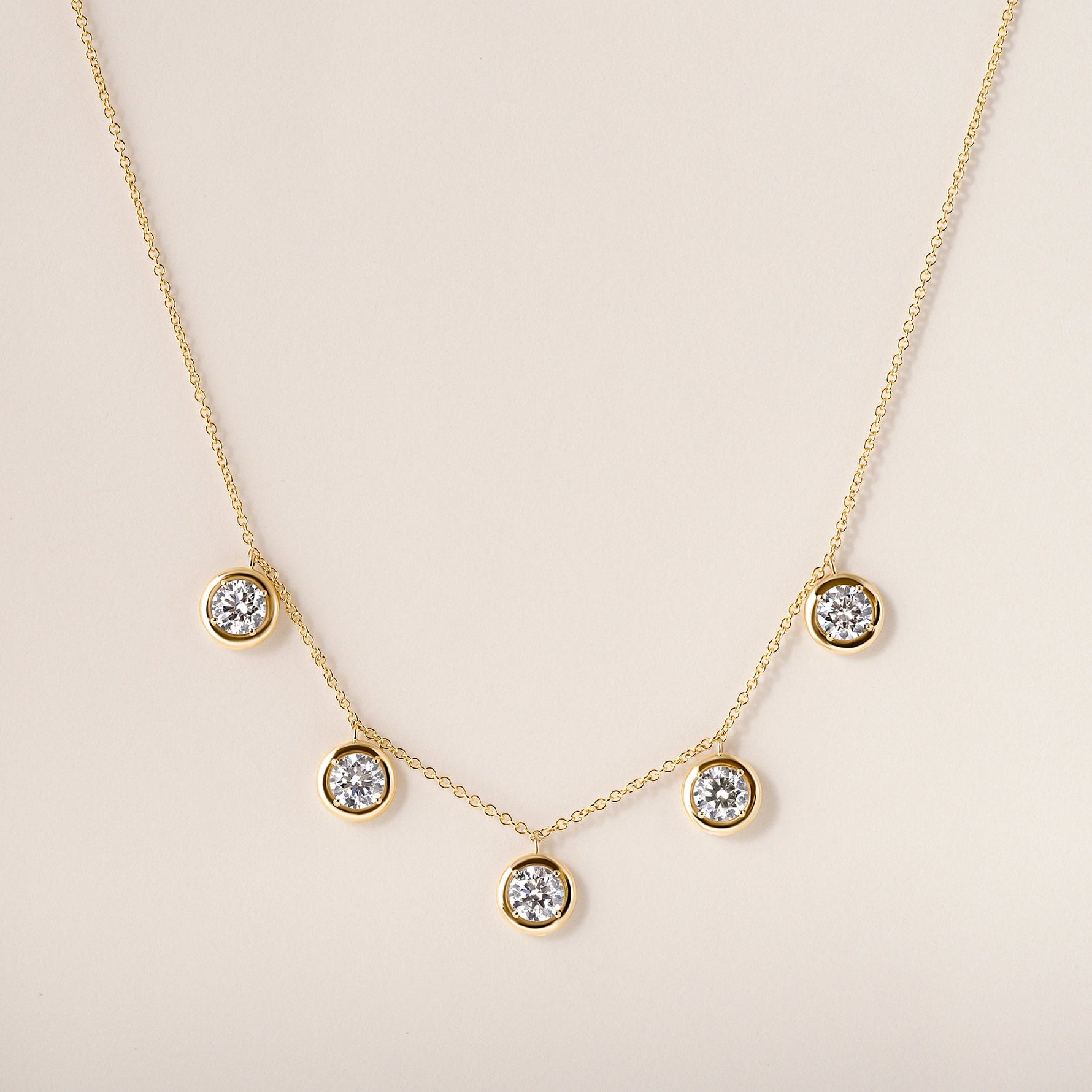 Round Stella Bezel Necklace Necklace ABN-186-RD-LGD-1  - Abtin & Co.