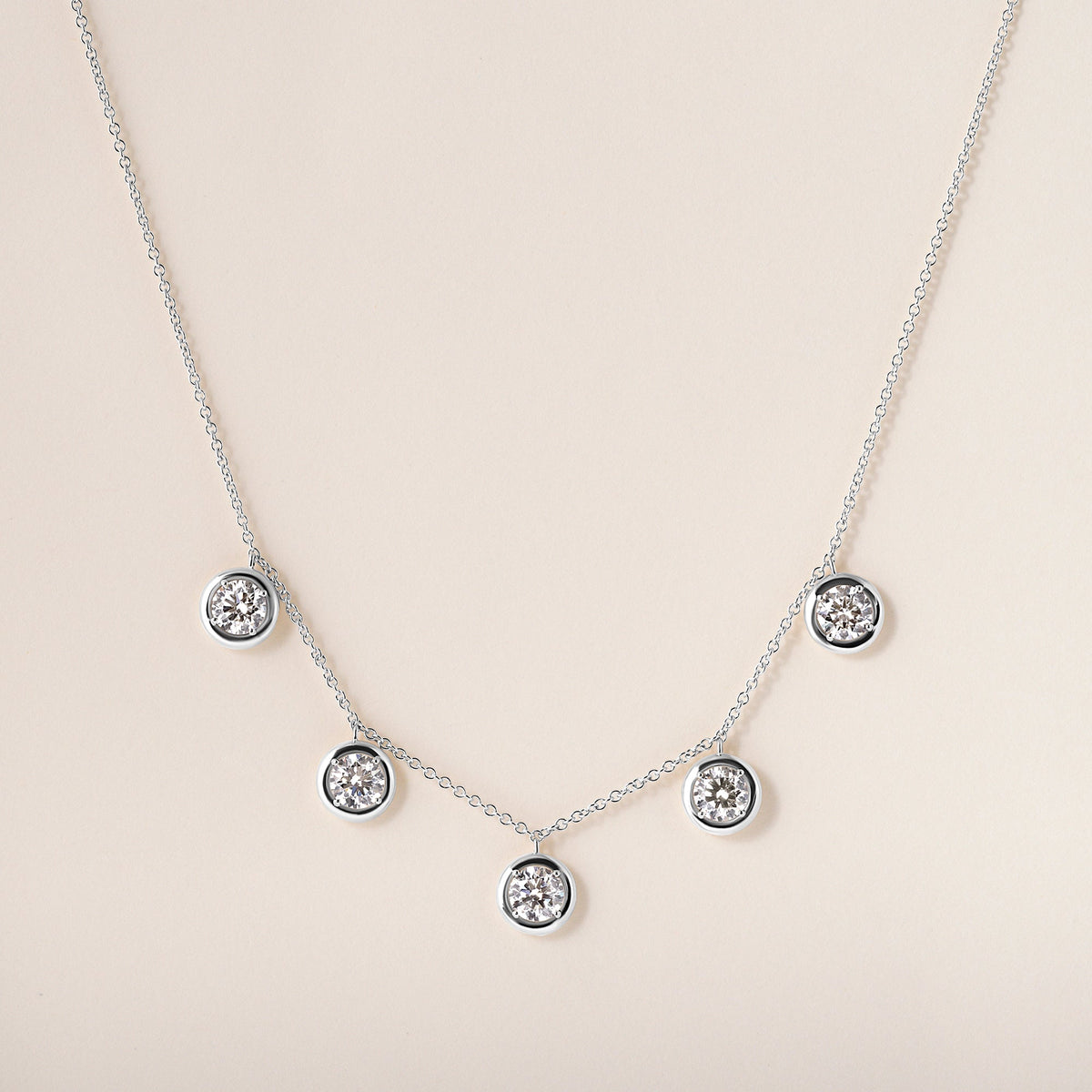Round Stella Bezel Necklace Necklace ABN-186-RD-LGD-2  - Abtin & Co.