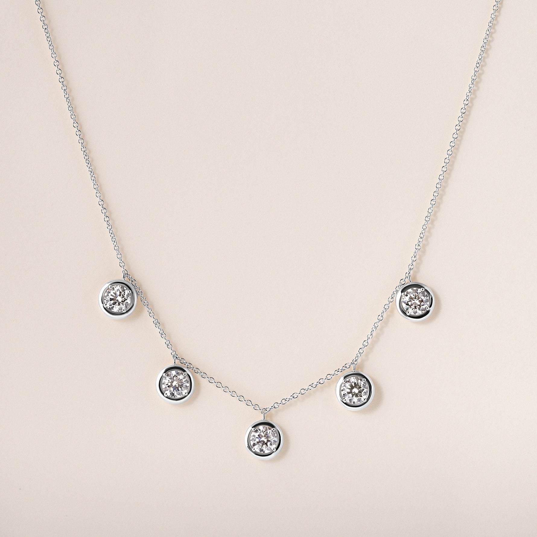 Round Stella Bezel Necklace Necklace ABN-186-RD-LGD-2  - Abtin & Co.