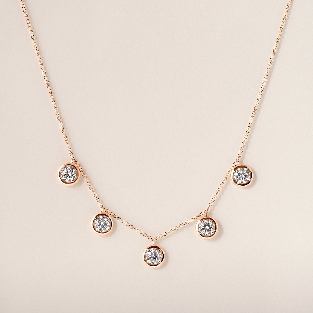 Round Stella Bezel Necklace Necklace ABN-186-RD-LGD-3  - Abtin & Co.