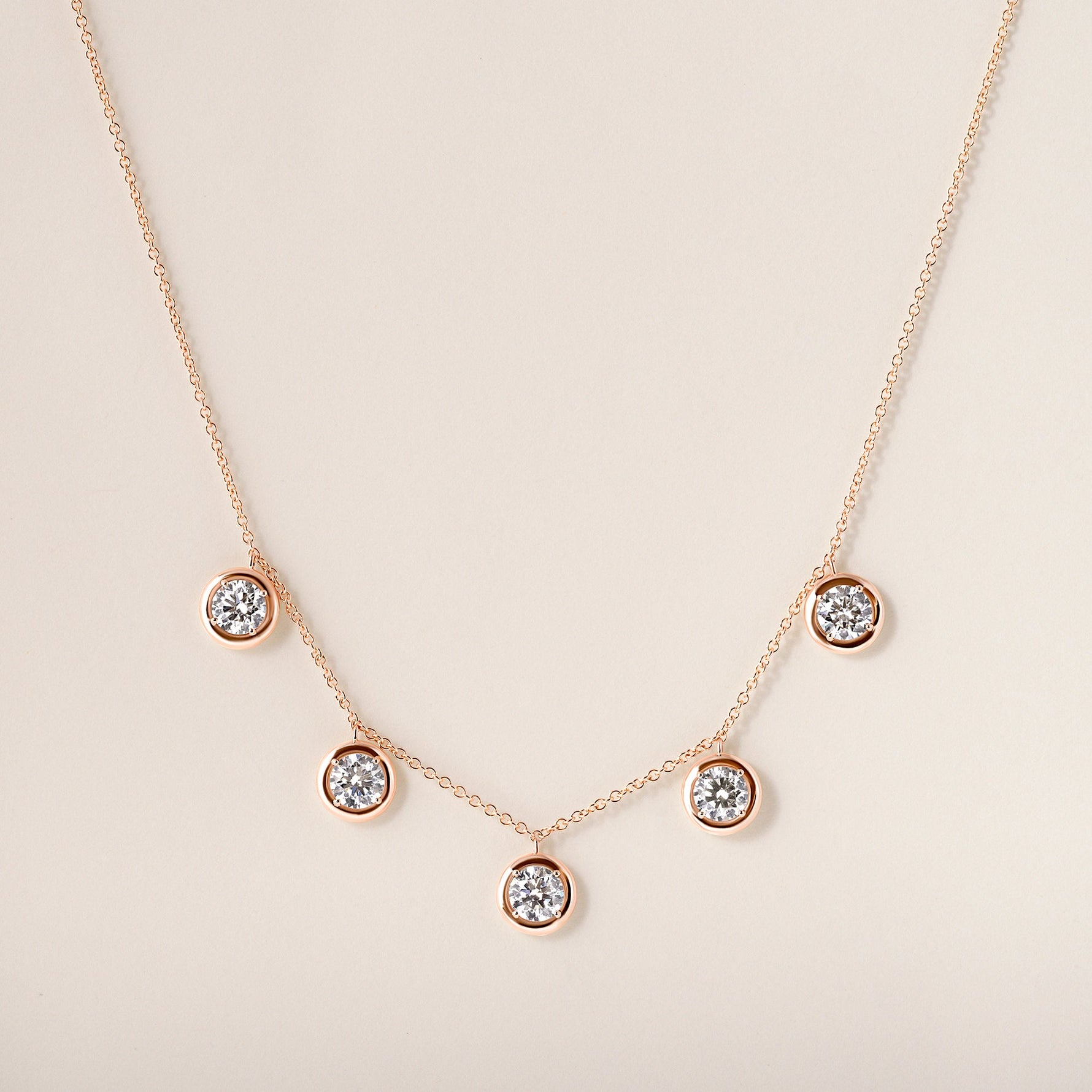 Round Stella Bezel Necklace Necklace ABN-186-RD-LGD-3  - Abtin & Co.