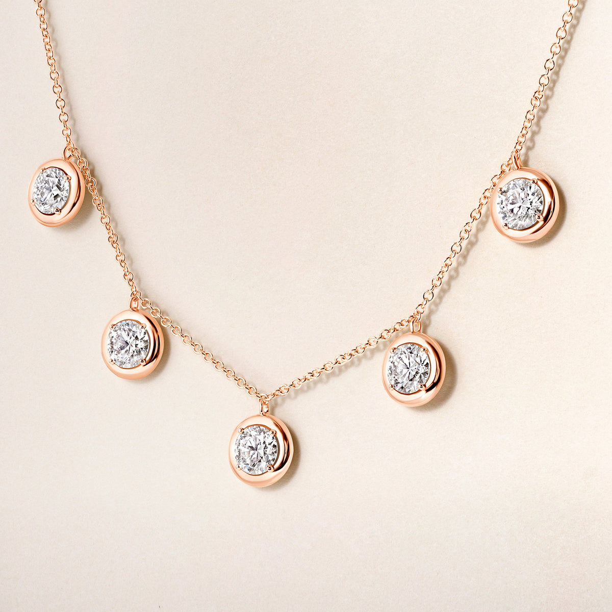 Round Stella Bezel Necklace Necklace ABN-186-RD-LGD-3  - Abtin & Co.