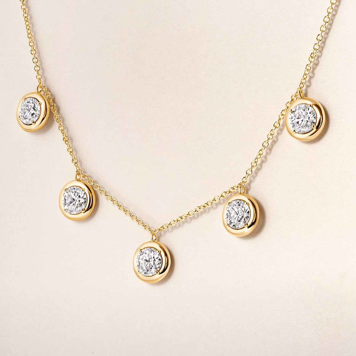 Round Stella Bezel Necklace Necklace ABN-186-RD-LGD-1  - Abtin & Co.