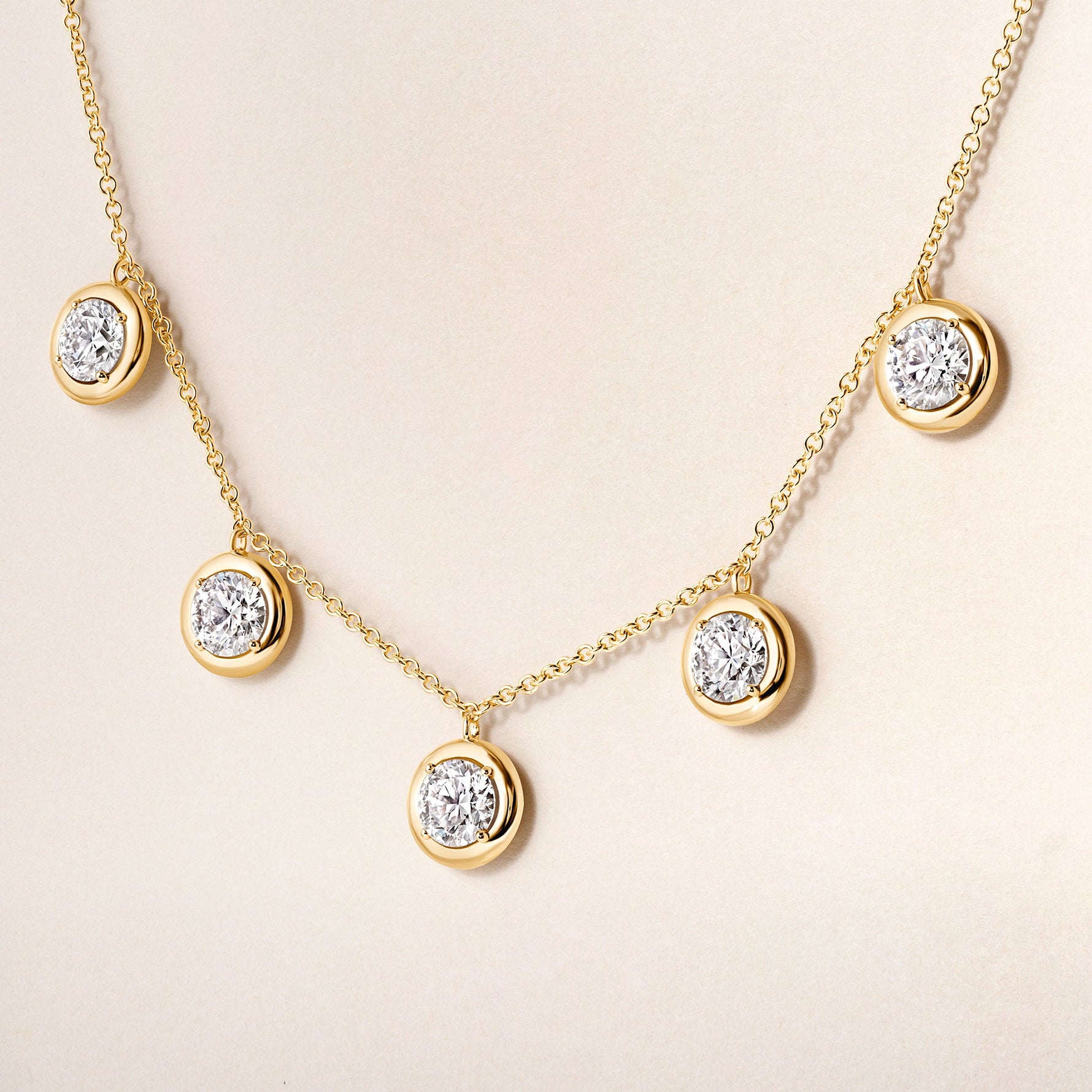 Round Stella Bezel Necklace Necklace ABN-186-RD-LGD-1  - Abtin & Co.