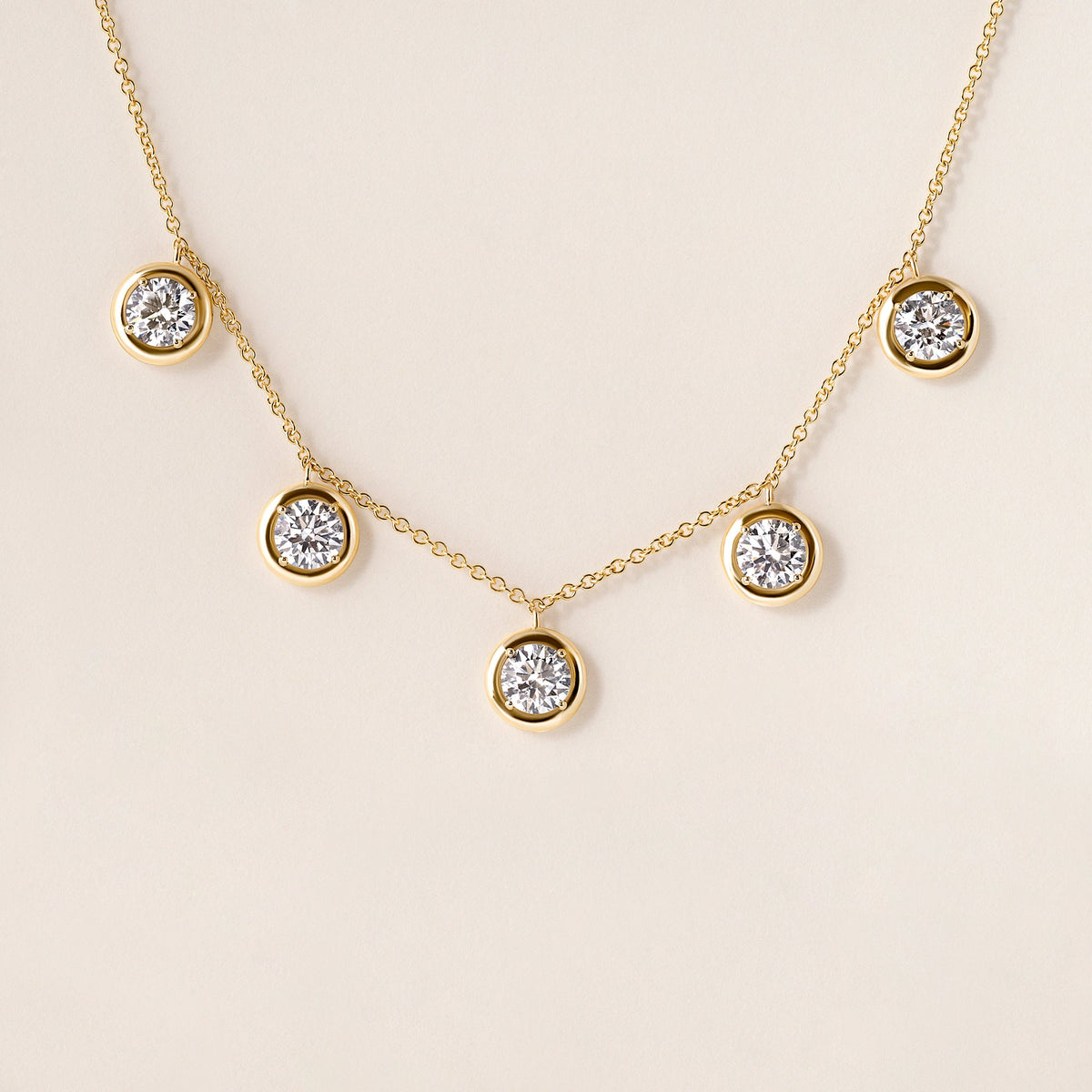 Round Stella Bezel Necklace Necklace ABN-186-RD-LGD-1  - Abtin & Co.