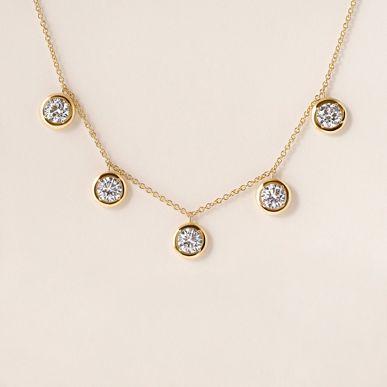 Round Stella Bezel Necklace Necklace ABN-186-RD-LGD-1  - Abtin & Co.