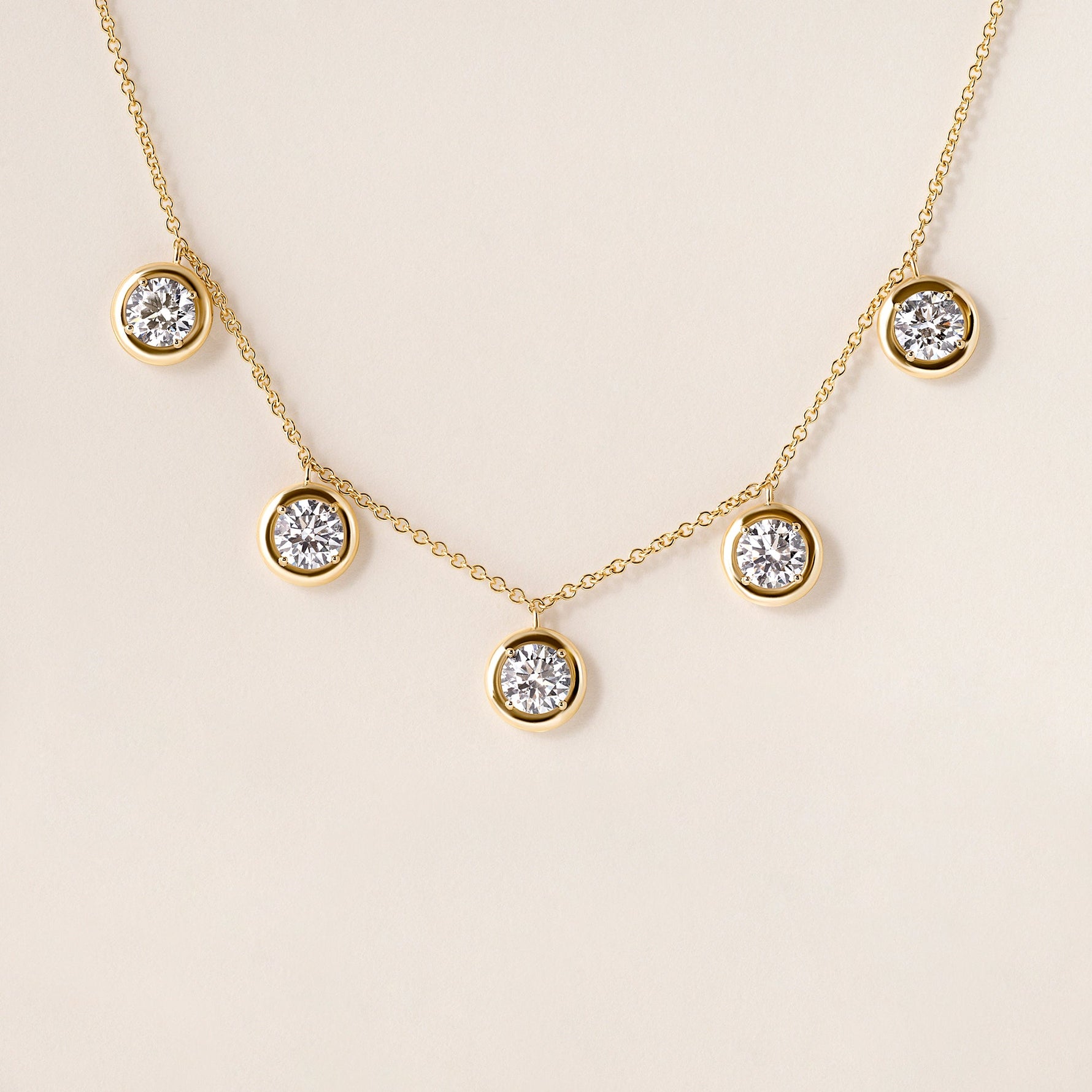 Round Stella Bezel Necklace Necklace ABN-186-RD-LGD-1  - Abtin & Co.