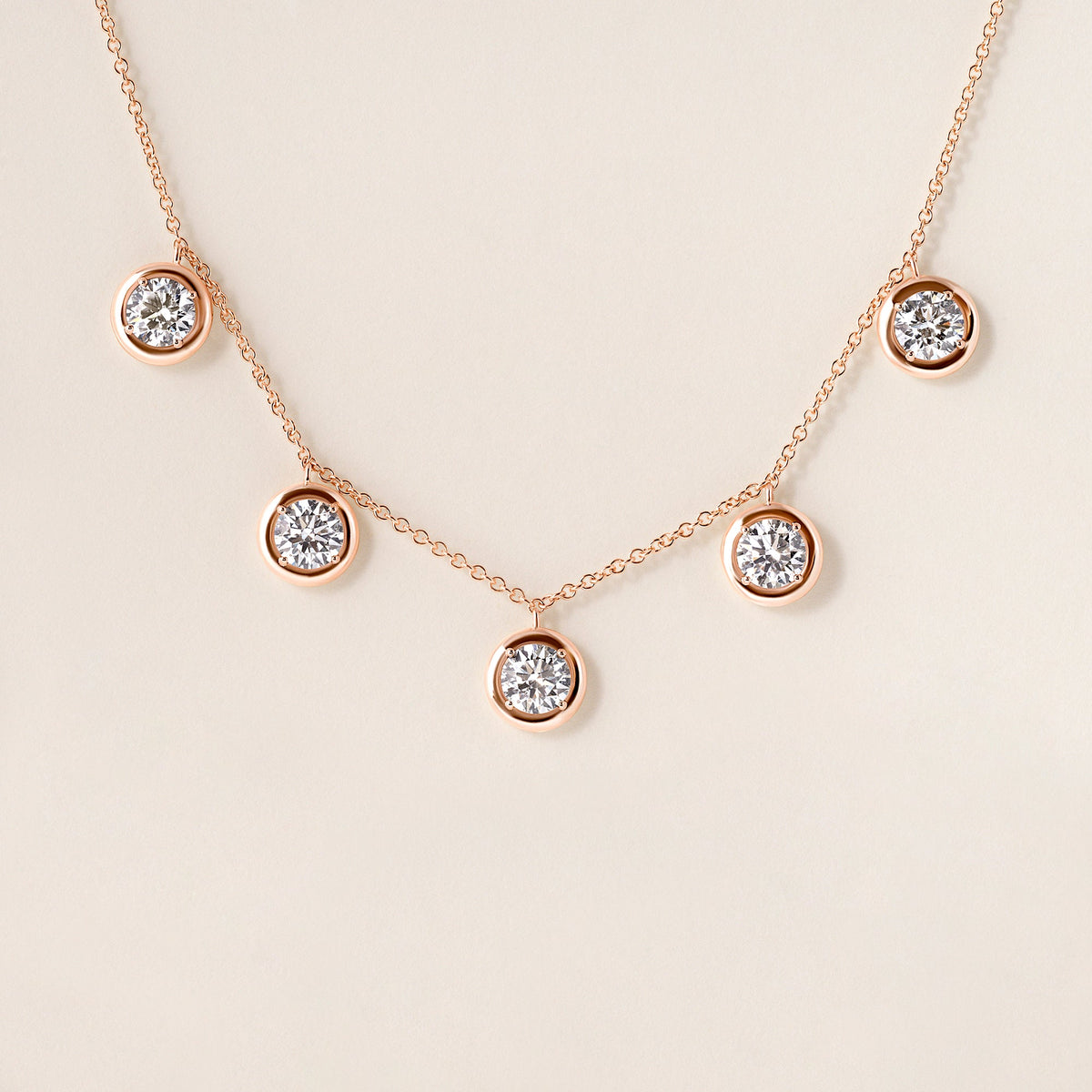 Round Stella Bezel Necklace Necklace ABN-186-RD-LGD-3  - Abtin & Co.