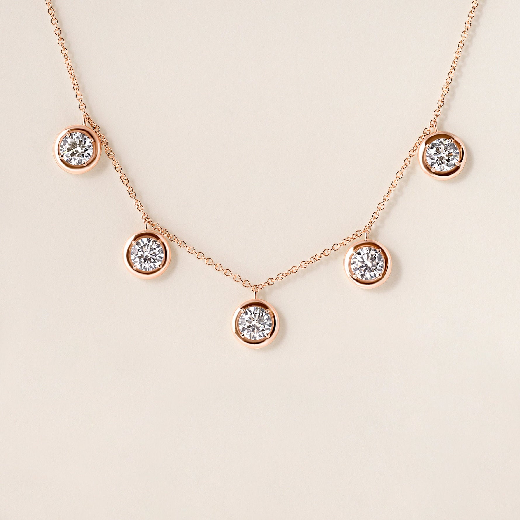 Round Stella Bezel Necklace Necklace ABN-186-RD-LGD-3  - Abtin & Co.