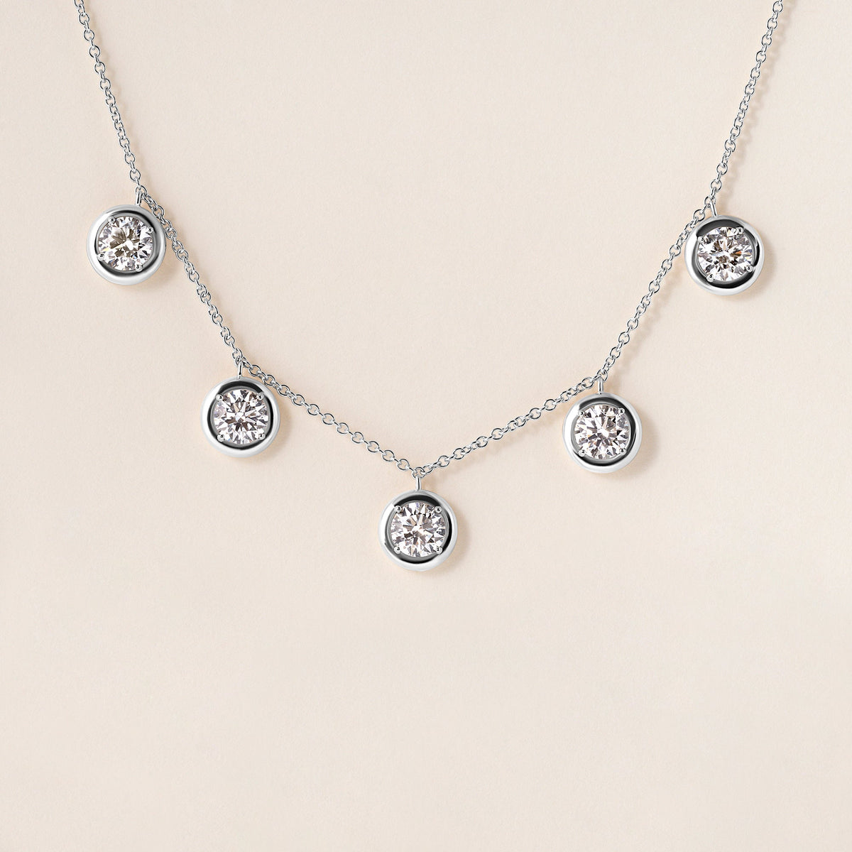 Round Stella Bezel Necklace Necklace ABN-186-RD-LGD-2  - Abtin & Co.