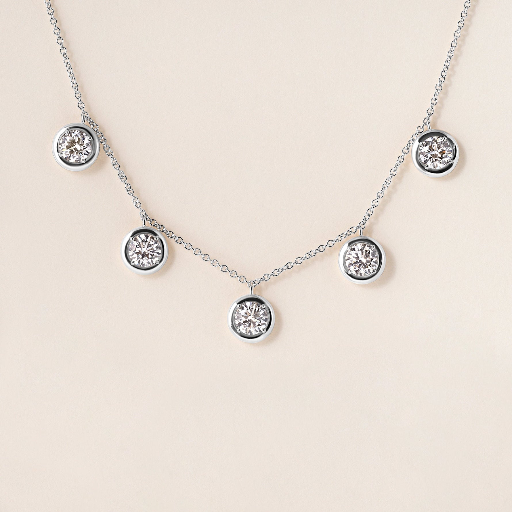 Round Stella Bezel Necklace Necklace ABN-186-RD-LGD-2  - Abtin & Co.