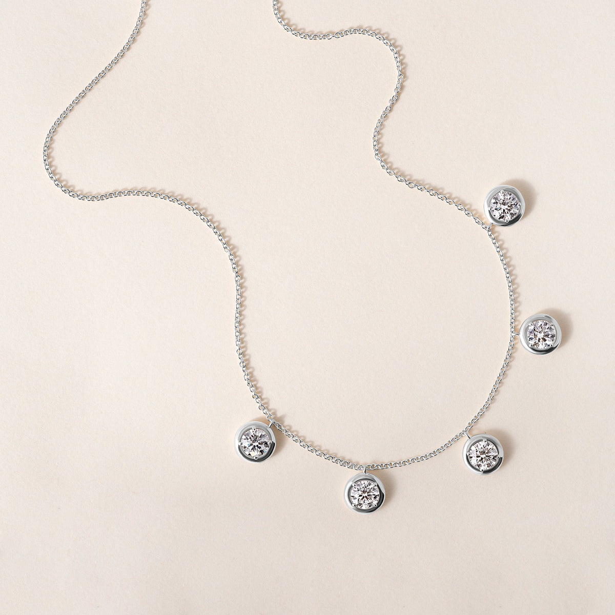 Round Stella Bezel Necklace Necklace ABN-186-RD-LGD-2  - Abtin & Co.