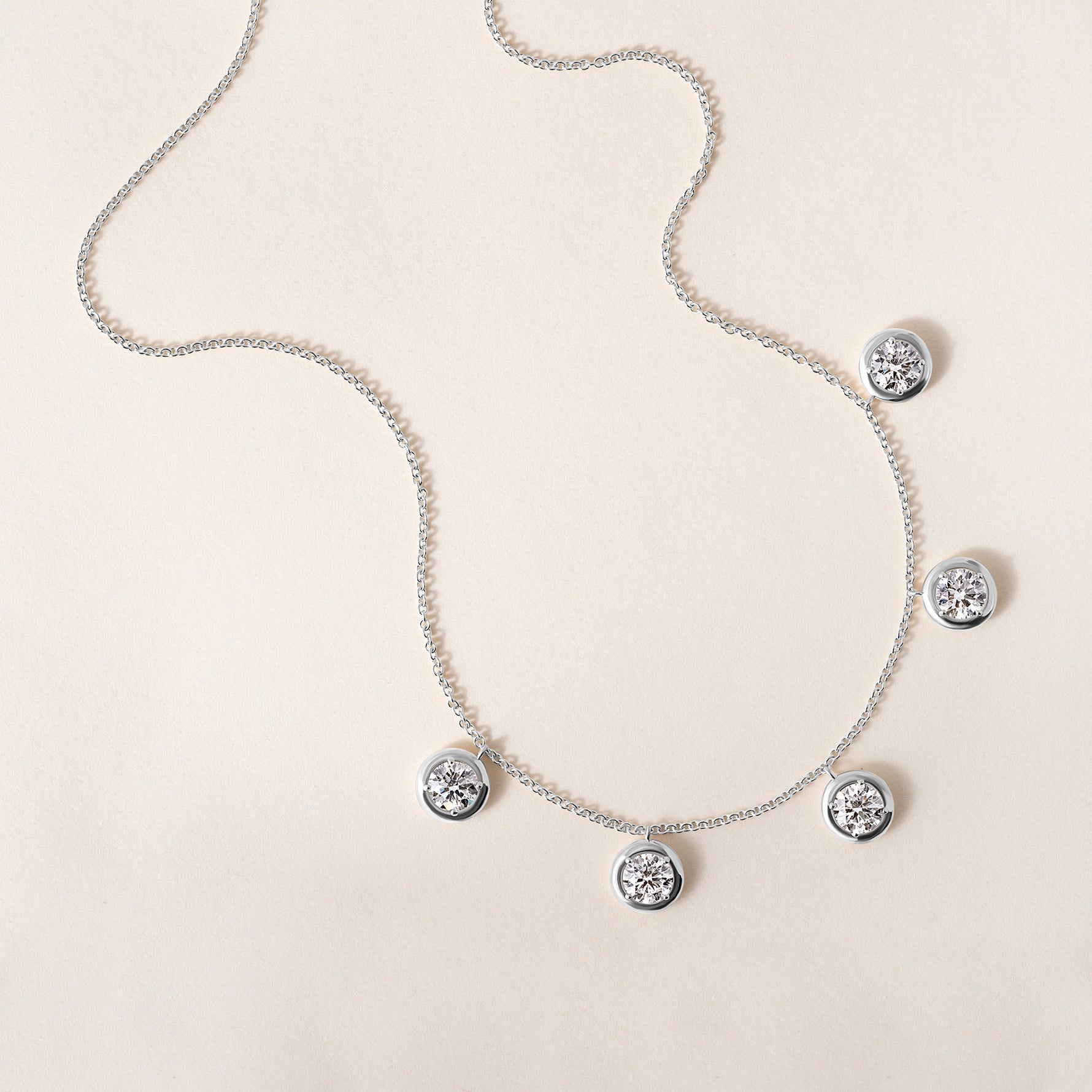 Round Stella Bezel Necklace Necklace ABN-186-RD-LGD-2  - Abtin & Co.
