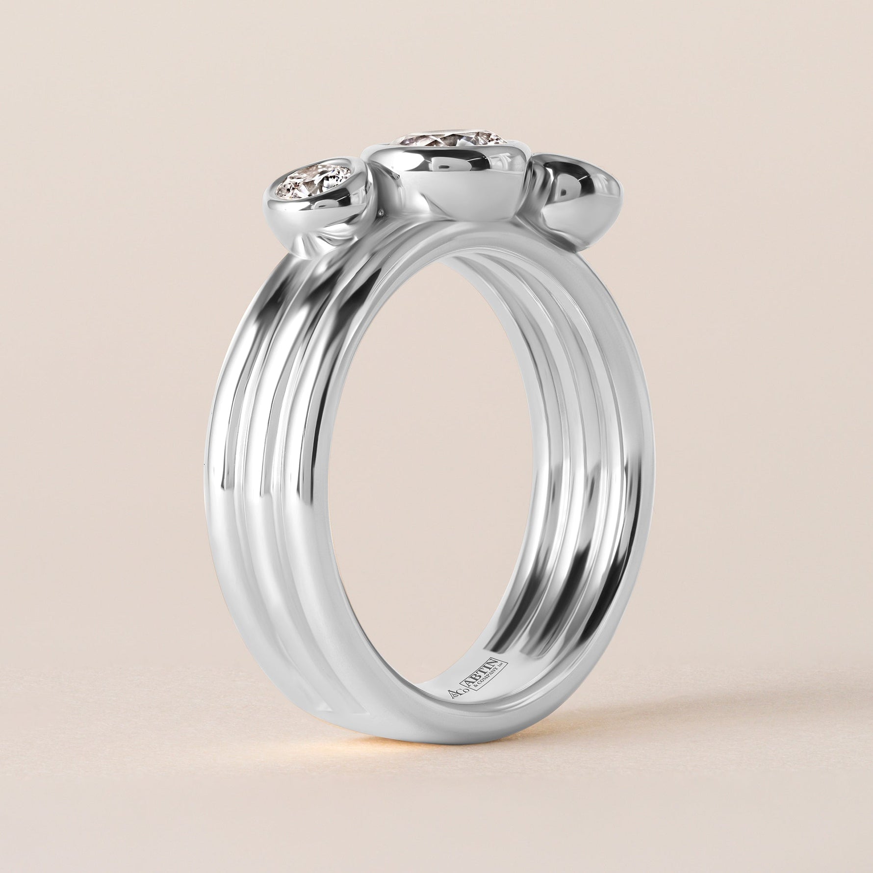 Round Strata Band Ring ABB-715-RD-D-3  - Abtin & Co.