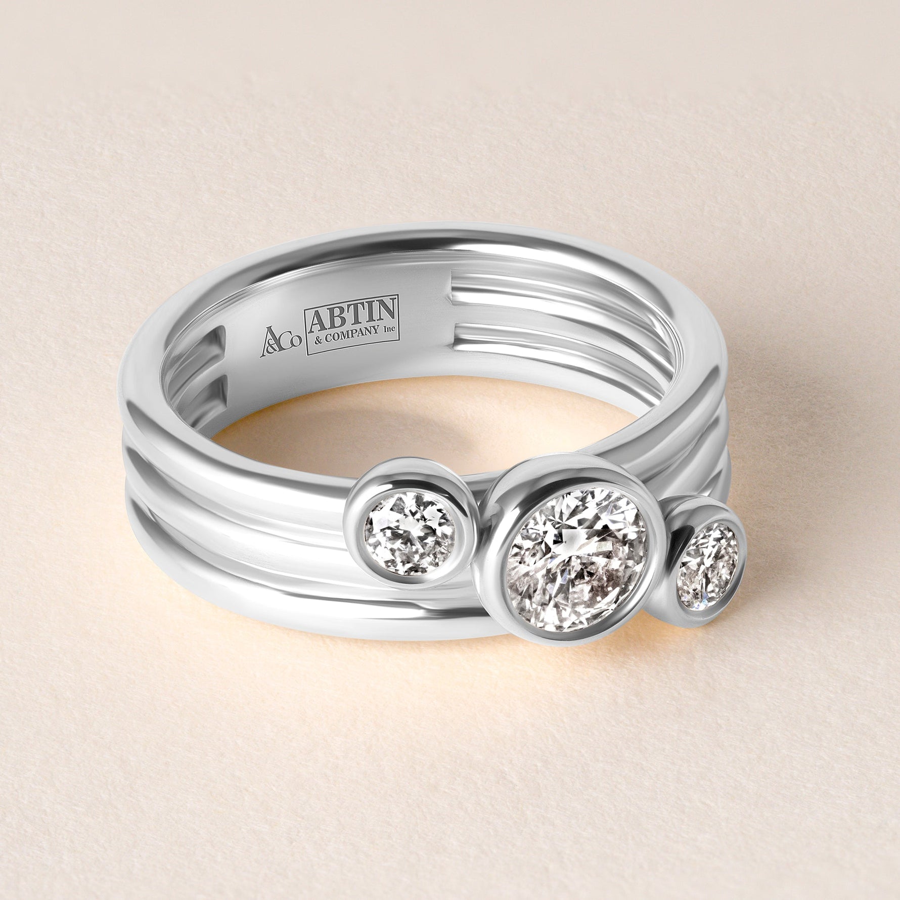 Round Strata Band Ring ABB-715-RD-D-3  - Abtin & Co.