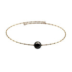 18K Gold Black Pearl Choker Necklace - Abtin & Company 
