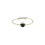 18K Gold Black Pearl Bangle - Abtin & Company 