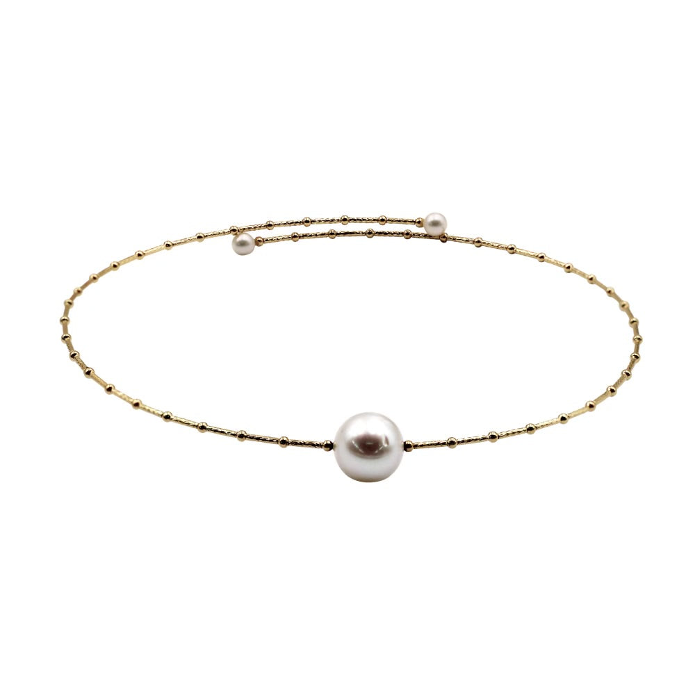 18K Gold White Pearl Choker Necklace - Abtin & Company 
