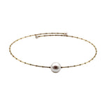 18K Gold White Pearl Choker Necklace - Abtin & Company 