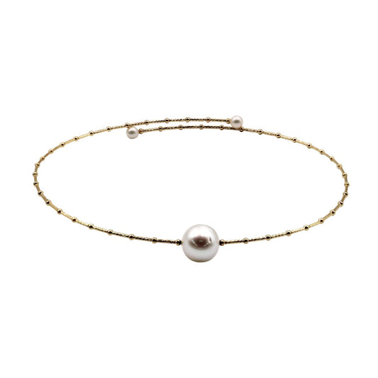 18K Gold White Pearl Choker Necklace - Abtin & Company 