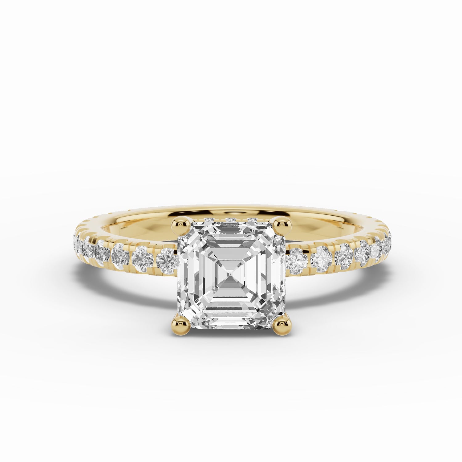 Asscher Coronet Diamond Crown Engagement Ring