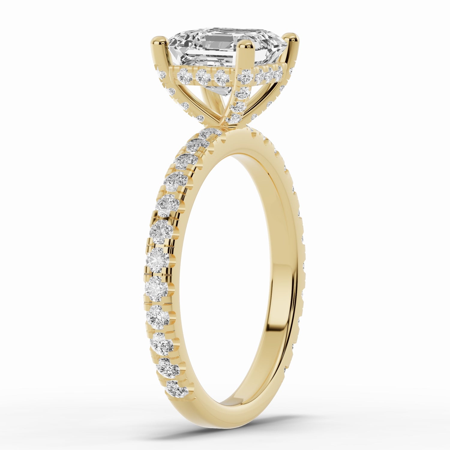 Asscher Coronet Diamond Crown Engagement Ring