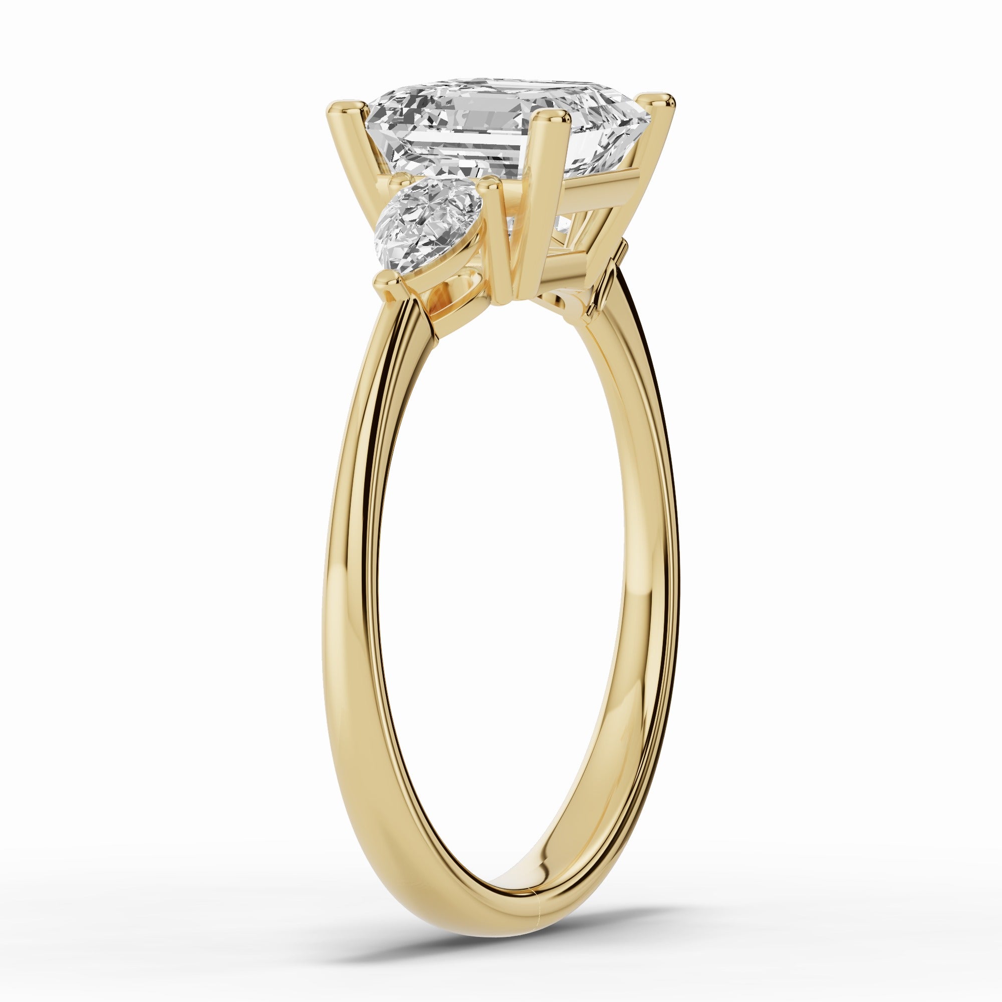 Vionne Asscher Three-Stone Engagement Ring