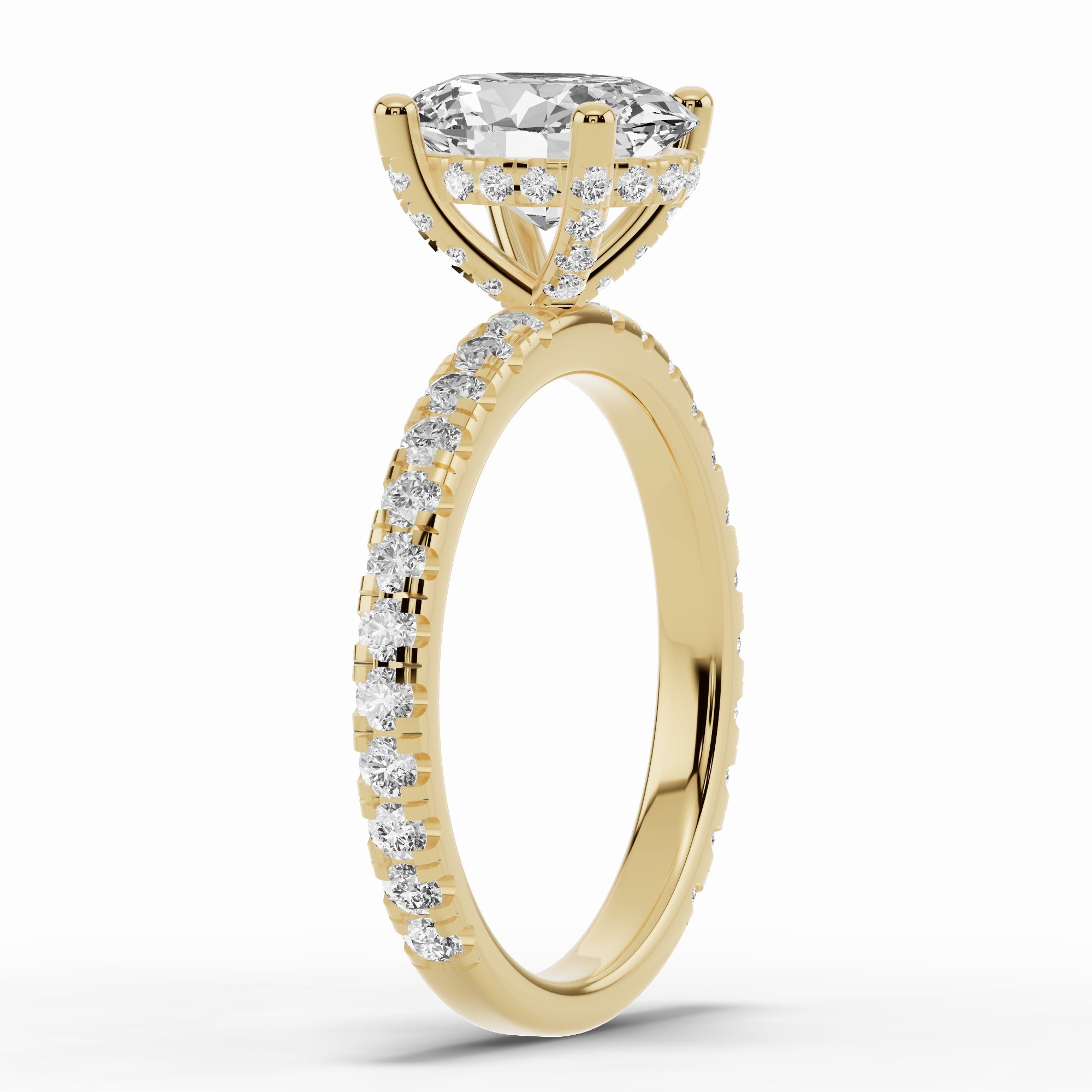 Oval Coronet Diamond Crown Engagement Ring