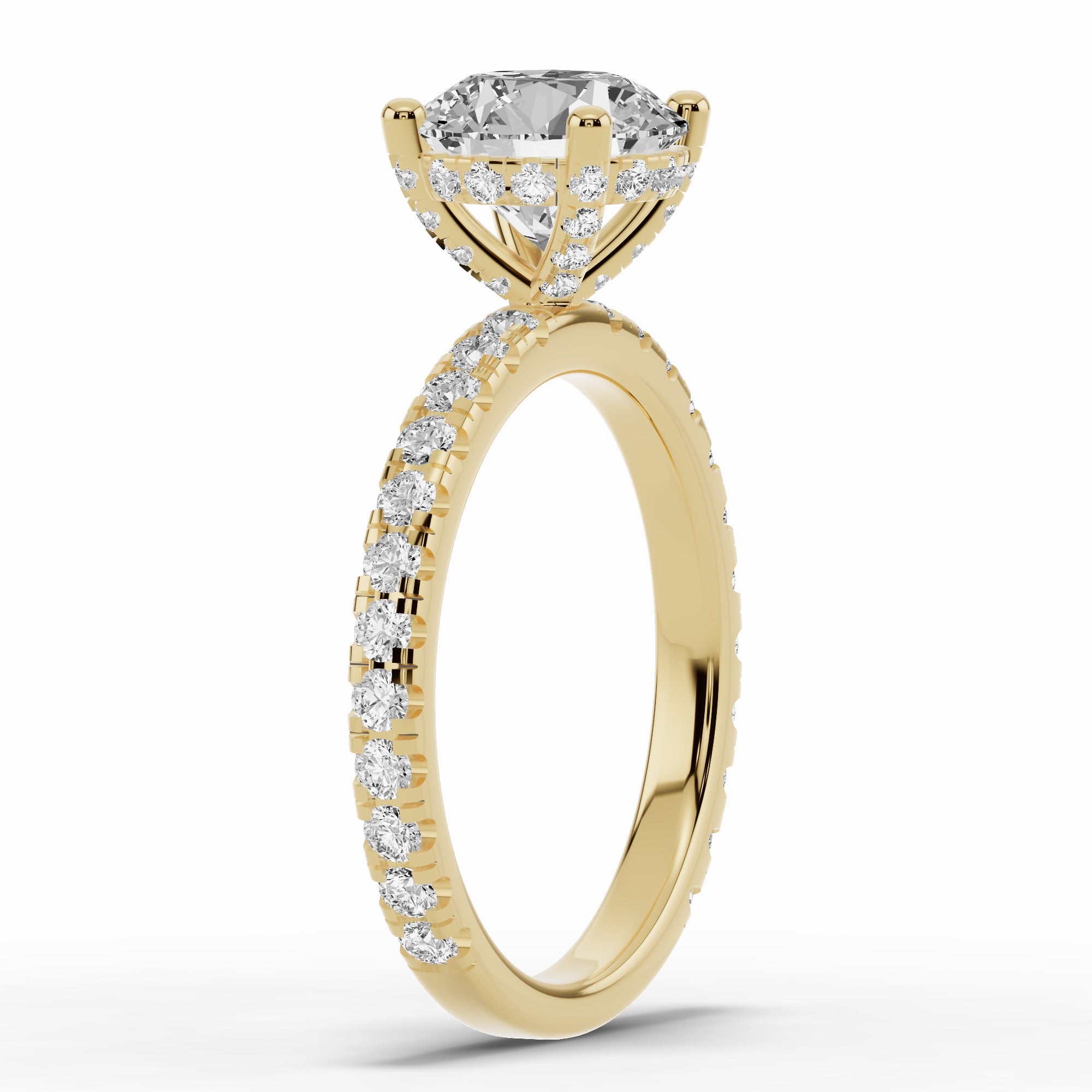 Round Coronet Diamond Crown Engagement Ring