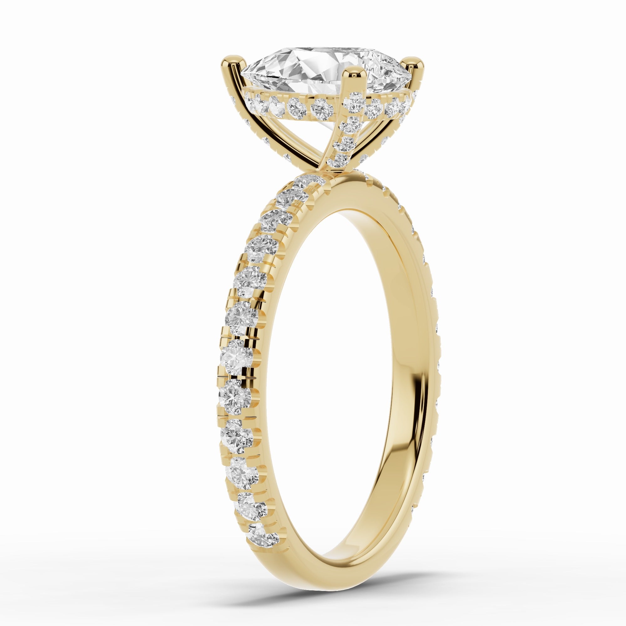 Pear Coronet Diamond Crown Engagement Ring