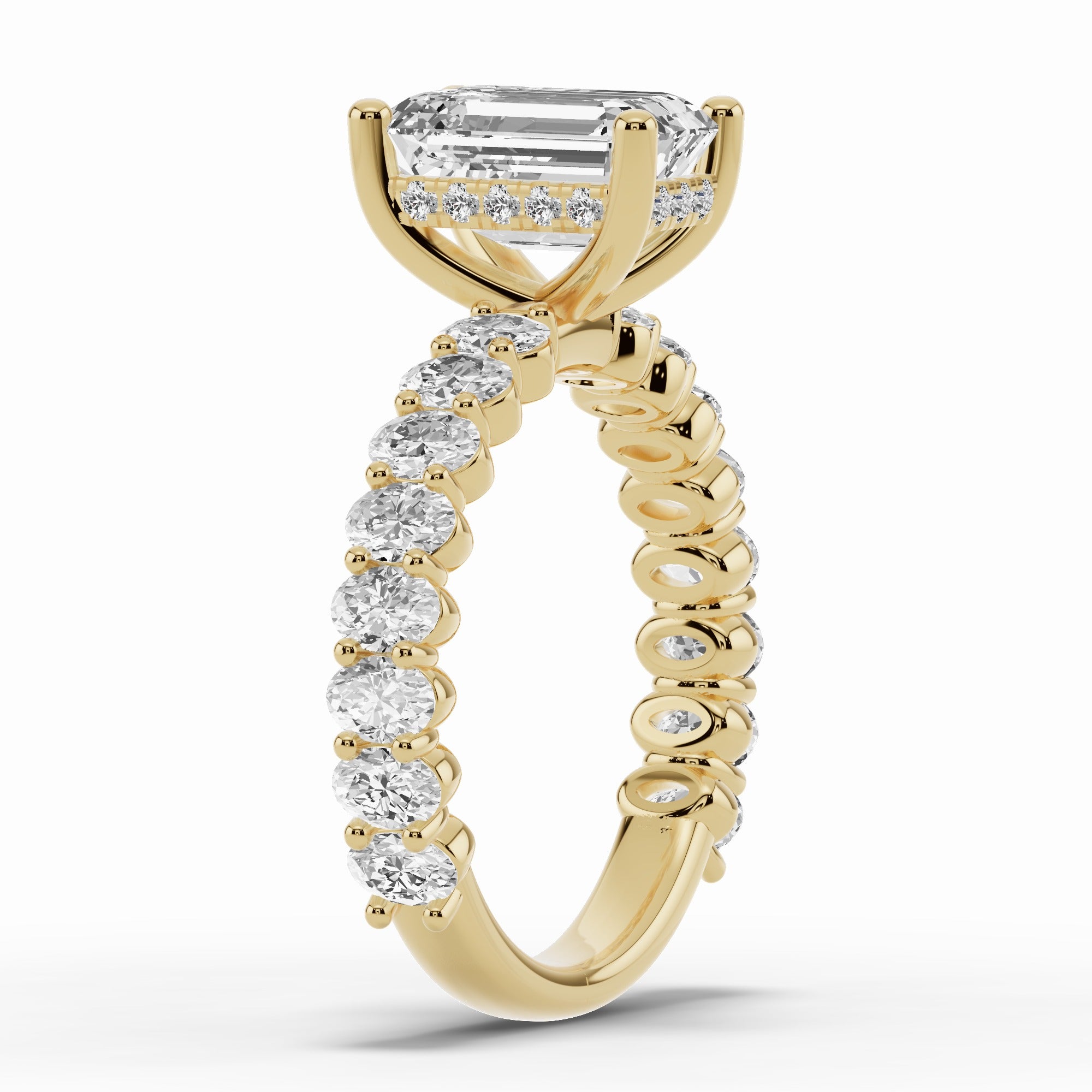 Emerald Cut Aurielle Crown Engagement Ring