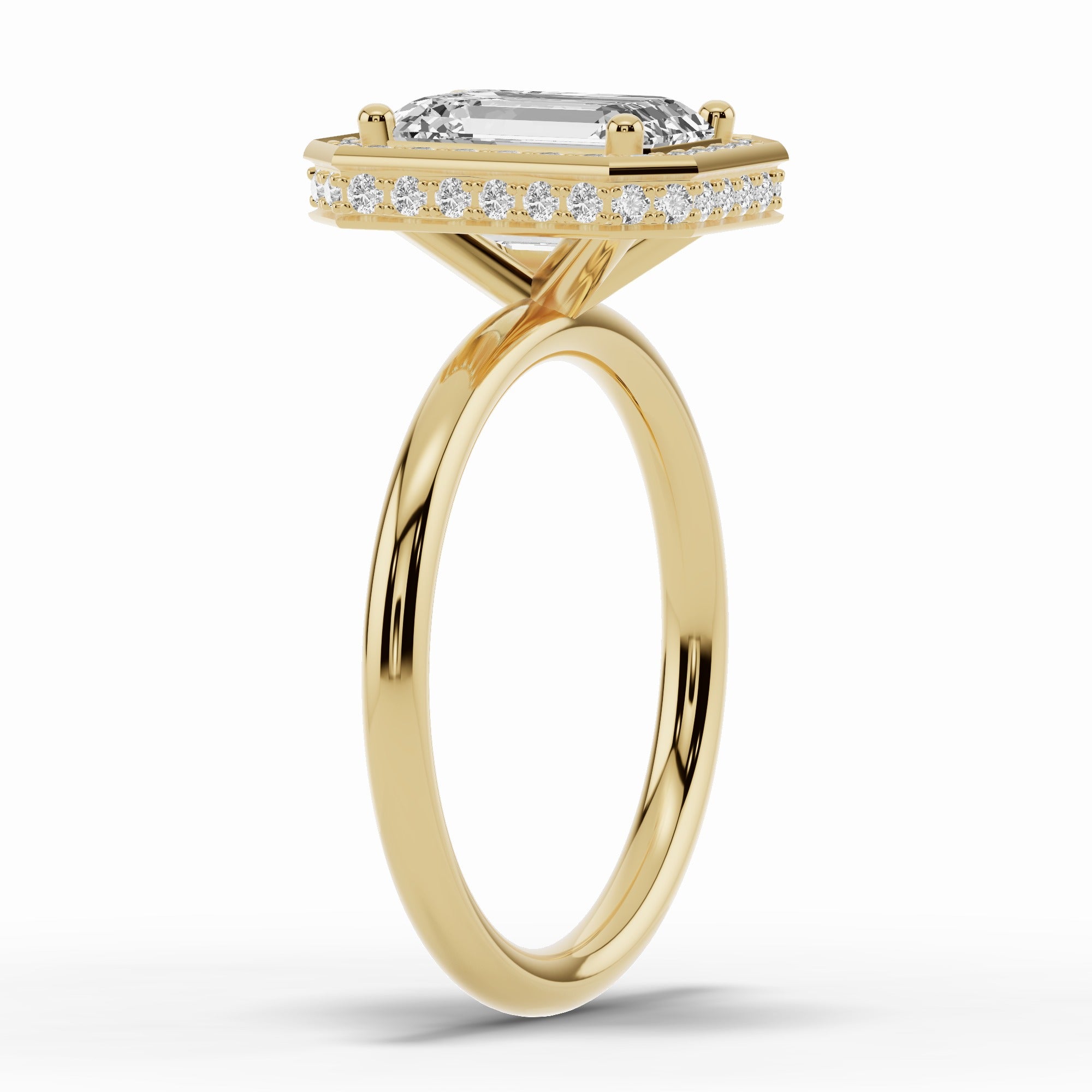 Emerald Cut Nova Halo Engagement Ring