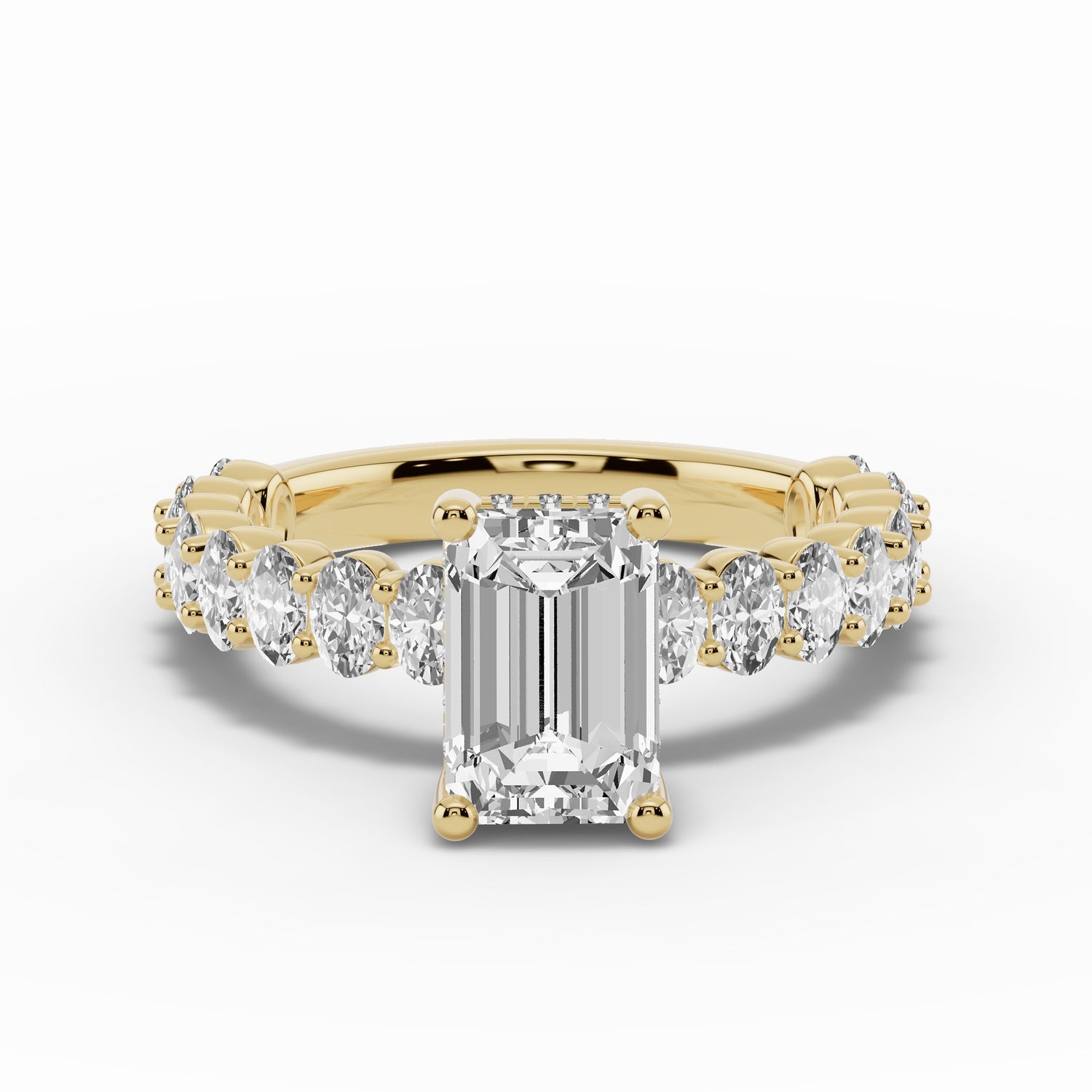 Emerald Cut Aurielle Crown Engagement Ring