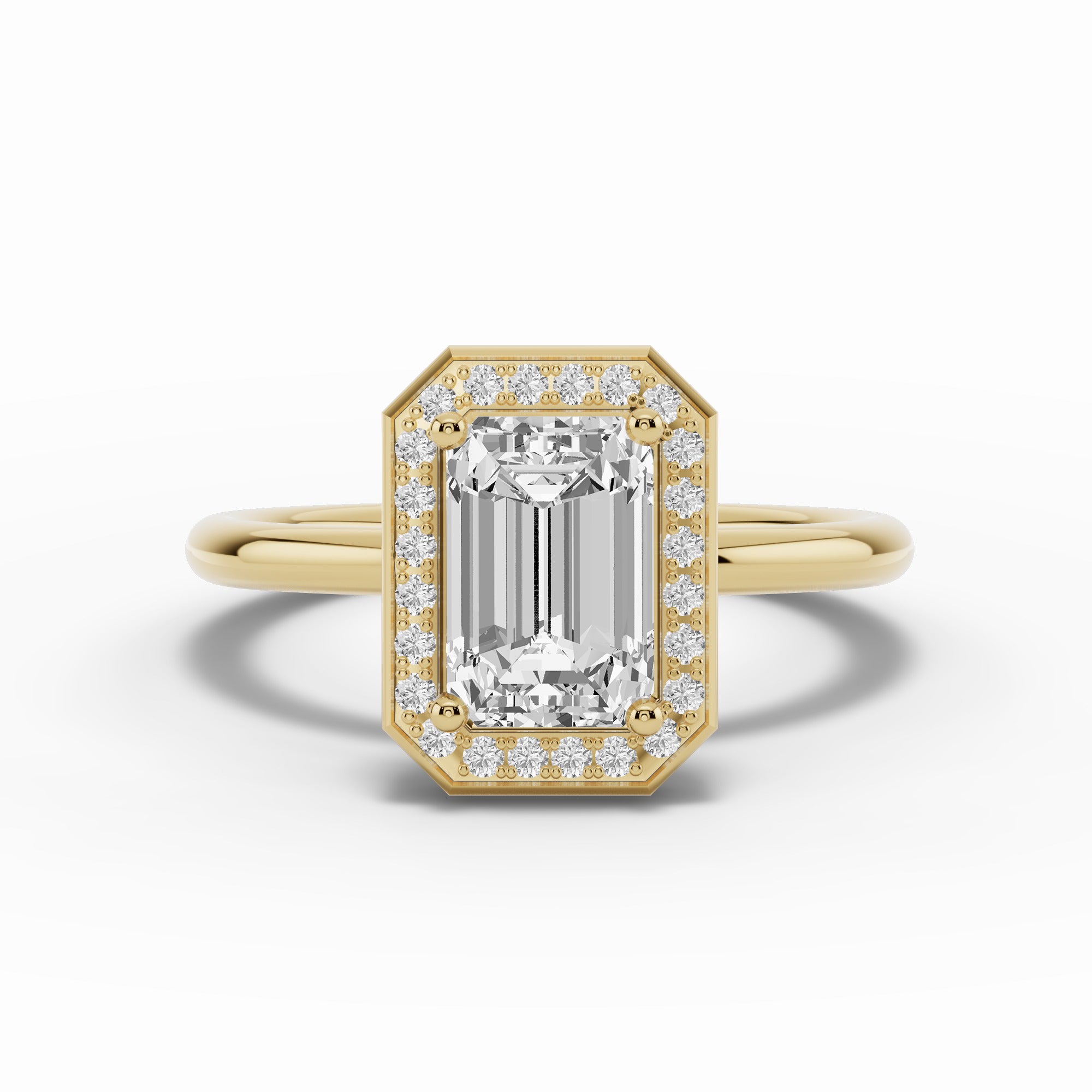 Emerald Cut Nova Halo Engagement Ring