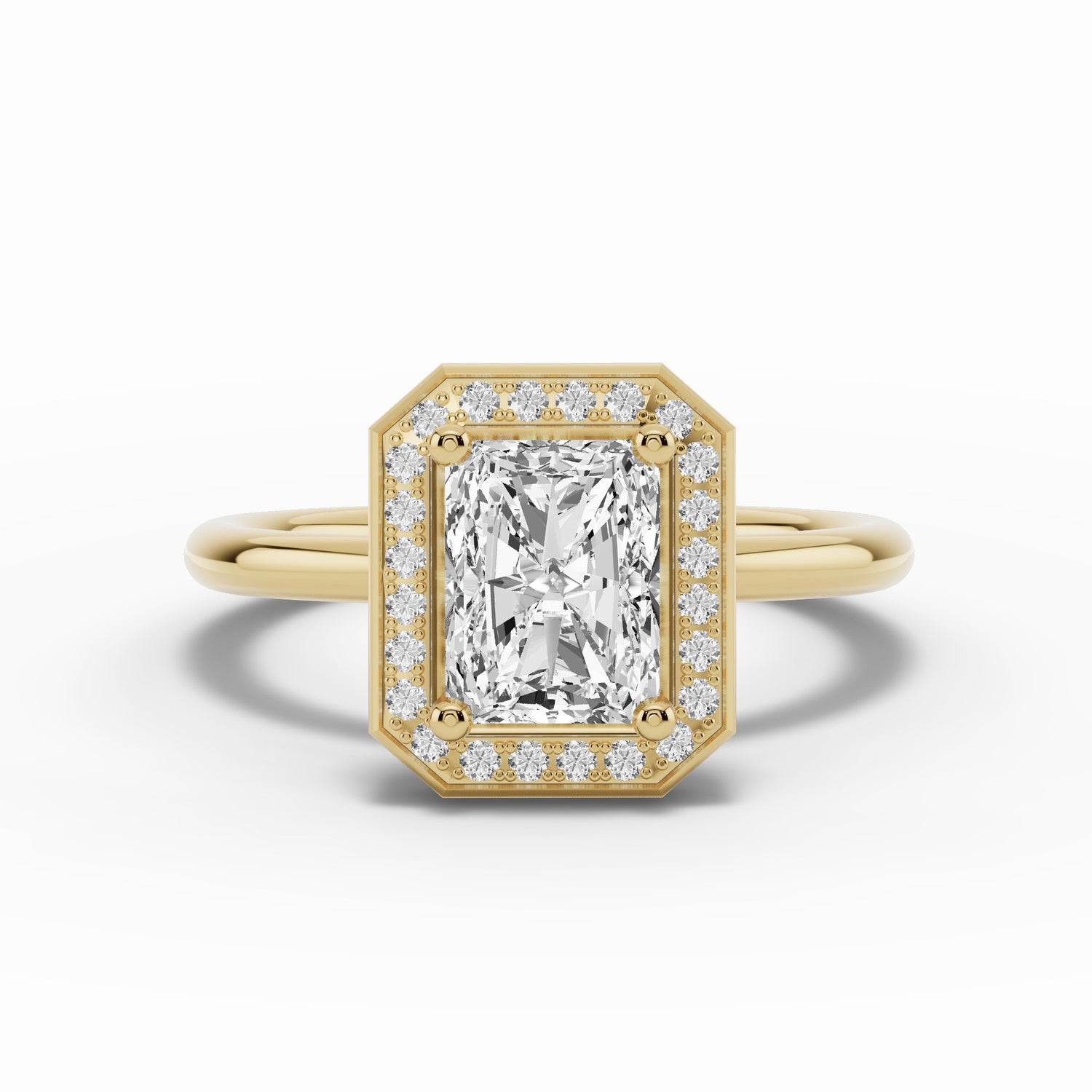 Radiant Nova Halo Engagement Ring